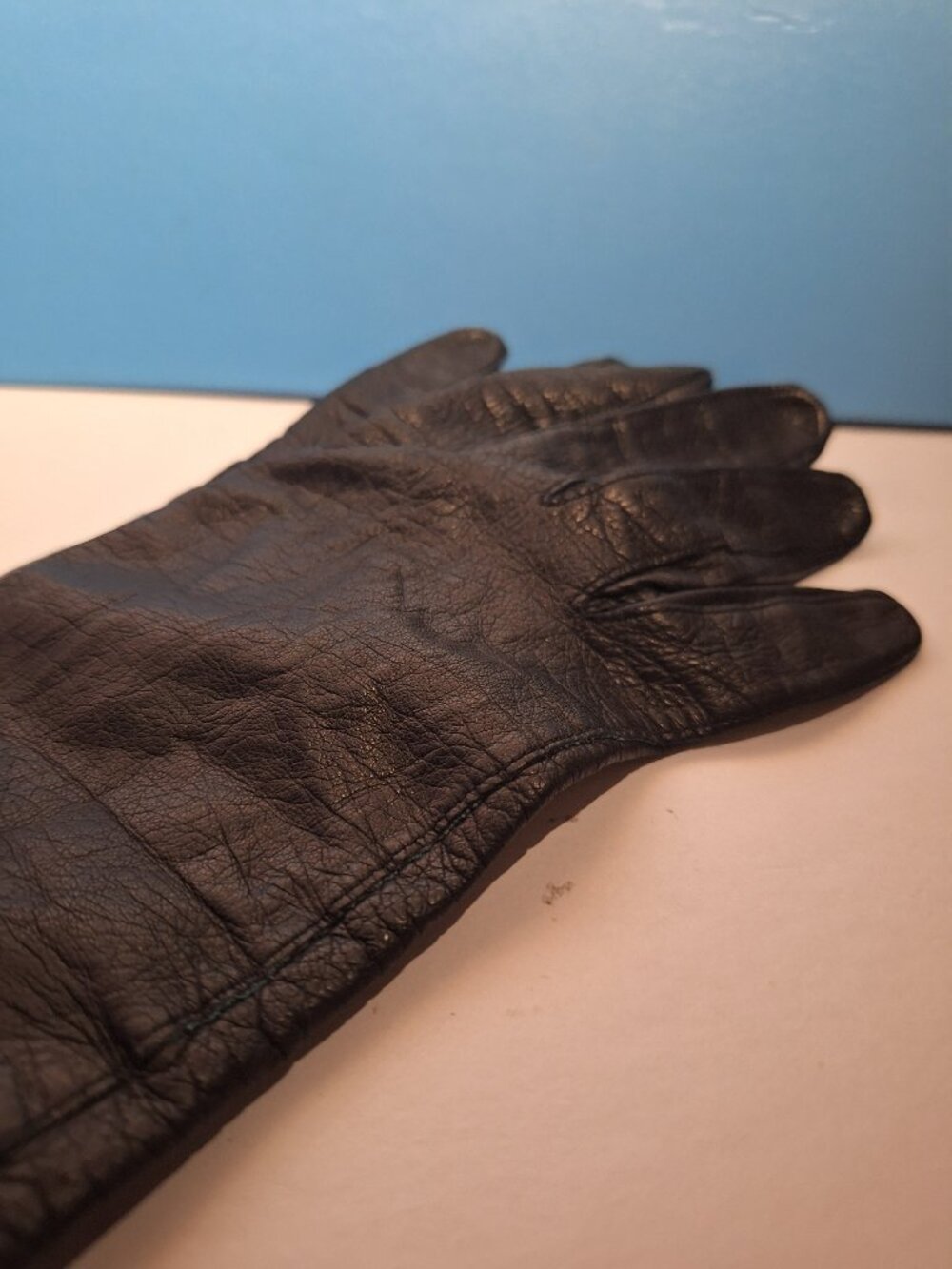 Black Leather Gloves Made in France Size 7 - Picture 2 of 16